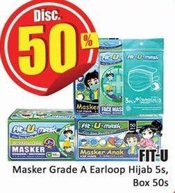 Promo Harga FIT-U-MASK Masker Grade A, Earloop, Hijab 5s, Box 50s  - Hari Hari
