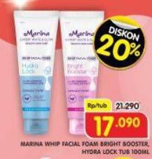 Promo Harga Marina Whip Facial Foam Bright Booster, Hydra Lock 100 gr - Superindo