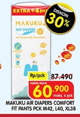 Promo Harga Makuku Comfort Fit Diapers Pants M42, L40, XL38 38 pcs - Superindo