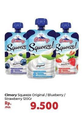 Promo Harga CIMORY Squeeze Yogurt Original, Blueberry, Strawberry 120 gr - Carrefour