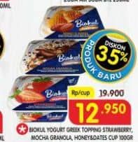 Promo Harga Biokul Greek Yogurt With Topping Honey Dates, Mocha Granola, Strawberry 100 gr - Superindo
