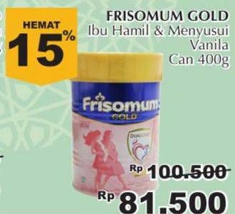 Promo Harga FRISOMUM Gold Susu Ibu Hamil & Menyusui Vanilla 400 gr - Giant