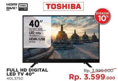 Promo Harga TOSHIBA 40L3750 | Digital LED TV 40 inch  - Courts