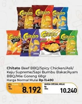 Promo Harga Chitato Snack Potato Chips Sapi Panggang Beef Barbeque, Ayam Bumbu Spicy Chicken, Rasa Asli (Original), Keju, Potato Spicy Griller Beef, Ayam Barbekiu, Mi Goreng 68 gr - Carrefour