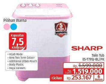 Promo Harga SHARP ES-T79SJ-BL/PK | Washing Machine Twin Tube 7.5kg  - Lotte Grosir