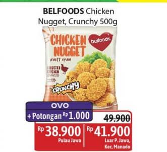 Promo Harga Belfoods Nugget Chicken Nugget, Chicken Nugget Crunchy 500 gr - Alfamidi
