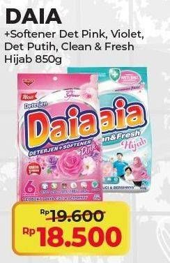 Promo Harga Daia Deterjen Bubuk Clean Fresh Hijab, Putih, + Softener Pink, + Softener Violet 850 gr - Alfamart