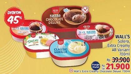 Promo Harga WALLS Ice Cream Chocolate Deluxe 700 ml - LotteMart