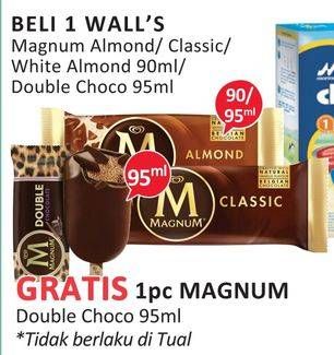 Promo Harga WALLS Magnum Almond, Classic, White Almond, Double Choco 95 ml - Alfamidi