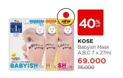 Promo Harga Kose Cosmeport Babyish Clear Turn Face Mask A, B, C per 7 pcs 27 ml - Watsons