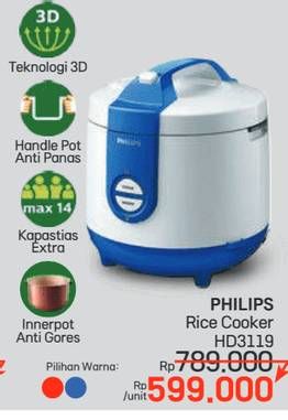 Promo Harga Philips HD 3119 | Rice Cooker  - LotteMart