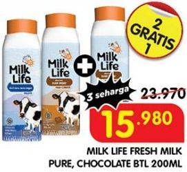 Promo Harga Milk Life Fresh Milk Murni, Cokelat 200 ml - Superindo
