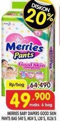 Promo Harga Merries Pants Good Skin S40, L30, M34, XL26 26 pcs - Superindo
