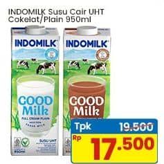 Promo Harga Indomilk Susu UHT Cokelat, Full Cream Plain 950 ml - Indomaret