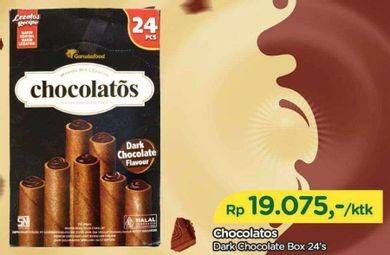Promo Harga Chocolatos Wafer Roll Cokelat Dark per 24 pcs 16 gr - TIP TOP
