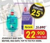 Promo Harga JOHNSONS Baby Bath Bedtime, Milk Bath, Top To Toe 400 ml - Superindo