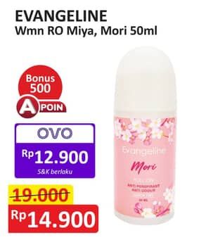 Promo Harga Evangeline Deo Roll On Miya, Mori 50 ml - Alfamart