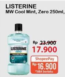 Promo Harga Listerine Mouthwash Antiseptic Cool Mint, Zero 250 ml - Alfamart