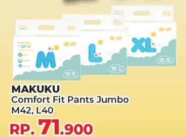Promo Harga Makuku Comfort Fit Diapers Pants M42, L40 40 pcs - Yogya