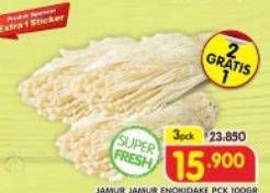 Promo Harga Jamur Inokitake (Jamur Enokitake) per 3 bungkus 100 gr - Superindo