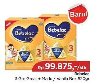 Promo Harga BEBELAC 3 Gro Great Madu, Vanila 620 gr - TIP TOP