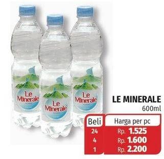 Promo Harga LE MINERALE Air Mineral 600 ml - Lotte Grosir