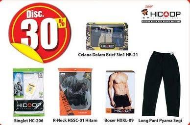 Promo Harga HICOOP Celana Dalam Pria/Long Pants Piyama Segi/R-Neck/Boxer  - Hari Hari