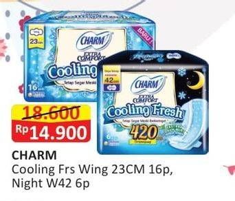 Promo Harga Charm Extra Comfort Cooling Fresh Wing 23cm, Wing 42cm 6 pcs - Alfamart