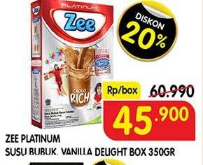 Promo Harga ZEE Platinum Susu Bubuk Vanilla Delight 350 gr - Superindo
