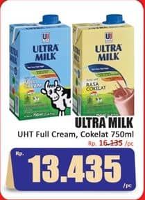 Promo Harga Ultra Milk Susu UHT Full Cream, Coklat 750 ml - Hari Hari