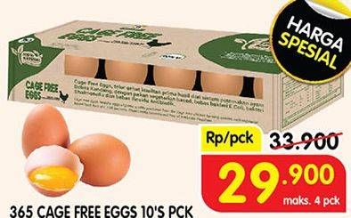 Promo Harga 365 Cage Free Eggs 10 pcs - Superindo