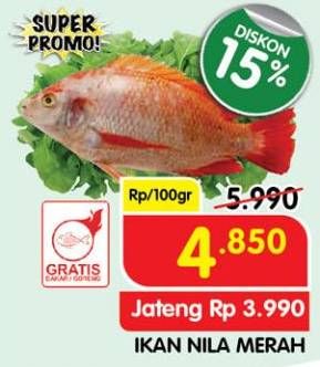 Promo Harga Ikan Nila Merah per 100 gr - Superindo