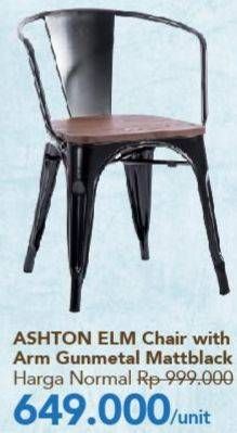 Promo Harga Ashton Elm Stool With Arm Gunmetal Mattblack  - Carrefour