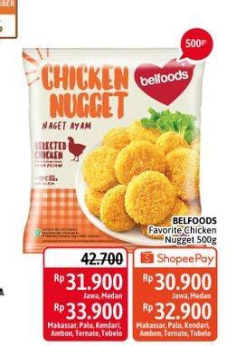 Promo Harga BELFOODS Nugget Chicken Favorite 500 gr - Alfamidi