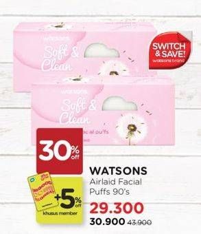 Promo Harga Watsons Air-laid Facial Puff 90 pcs - Watsons