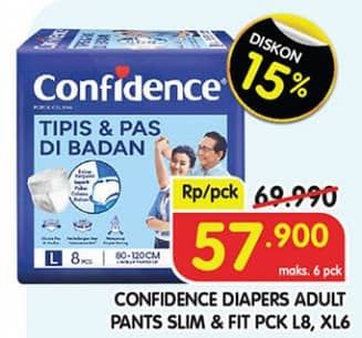 Promo Harga Confidence Adult Pants Tipis & Pas Di Badan L8, XL6 6 pcs - Superindo