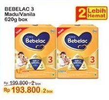 Promo Harga Bebelac 3 Gro Great Vanila, Madu 620 gr - Indomaret