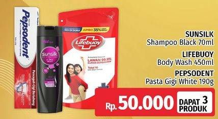 SUNSILK Shampoo + LIFEBUOY Body Wash + PEPSODENT Pasta Gigi Pencegah Gigi Berlubang