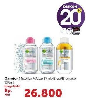 Promo Harga GARNIER Micellar Water Blue, Oil-Infused, Pink 125 ml - Carrefour