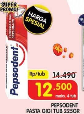 Promo Harga Pepsodent Pasta Gigi Pencegah Gigi Berlubang White 225 gr - Superindo