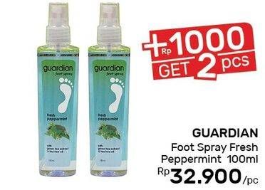 Promo Harga GUARDIAN Foot Spray Fresh Peppermint 100 ml - Guardian