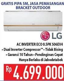 Promo Harga LG S06EV4 | Split Air Conditioner DUALCOOL with Watt Control-Eco 0.5PK  - Hypermart