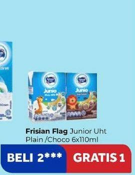 Promo Harga FRISIAN FLAG Susu UHT Junio Plain, Chocolate 110 ml - Carrefour