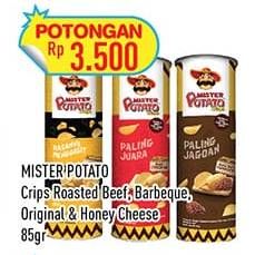 Promo Harga Mister Potato Snack Crisps Roasted Beef, Original, Honey Cheese 85 gr - Hypermart