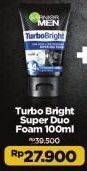 Promo Harga Garnier Men Turbo Light Oil Control Facial Foam Anti-Shine Brightening Cooling 100 ml - Alfamart