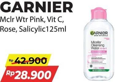 Promo Harga Garnier Micellar Water Pink, Vitamin C, Rose, Salicylic BHA 125 ml - Alfamart
