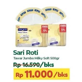 Promo Harga Sari Roti Roti Tawar Milky Soft 500 gr - TIP TOP