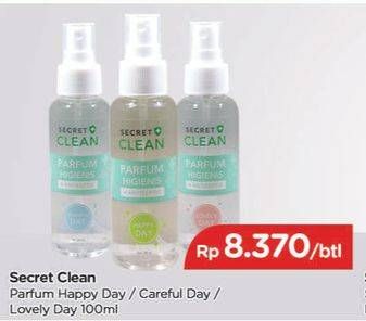 Promo Harga SECRET CLEAN Parfum Higienis Happy Day, Careful Day, Lovely Day 100 ml - TIP TOP
