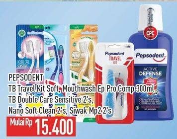 Promo Harga Pepsodent Travel Pack/Pepsodent Mouthwash/Pepsodent Sikat Gigi Double Care/Pepsodent Sikat Gigi Nano Soft/Pepsodent Sikat Gigi Nature Essentials Siwak  - Hypermart