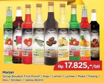 Promo Harga MARJAN Syrup Boudoin FruitPunch, Kopi, Lemon, Moka, Pisang Susu, Ros, Stroberi, Vanila 460 ml - TIP TOP